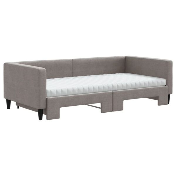vidaXL Sof&aacute; cama nido con colch&oacute;n tela gris taupe 100x200 cm