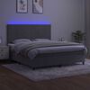 vidaXL Cama box spring colch&oacute;n y LED terciopelo gris claro 160x200 cm
