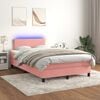 vidaXL Cama box spring colch&oacute;n y LED terciopelo rosa 120x200 cm
