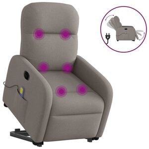 vidaXL Sill&oacute;n de masaje el&eacute;ctrico reclinable elevable tela taup&eacute;