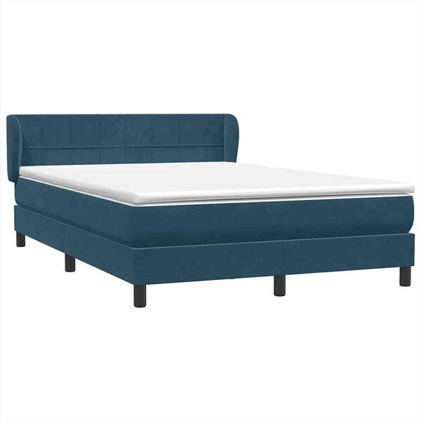 vidaXL Cama box spring con colch&oacute;n terciopelo azul oscuro 160x210 cm