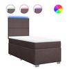 vidaXL Cama box spring con colch&oacute;n tela marr&oacute;n oscuro 80x200 cm