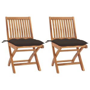 vidaXL Sillas de jard&iacute;n 2 uds madera de teca con cojines gris taupe
