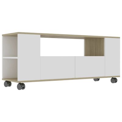 vidaXL Mueble de TV madera contrachapada blanco y roble 120x35x43 cm