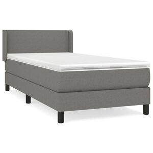 vidaXL Cama box spring con colch&oacute;n tela gris oscuro 100x200 cm