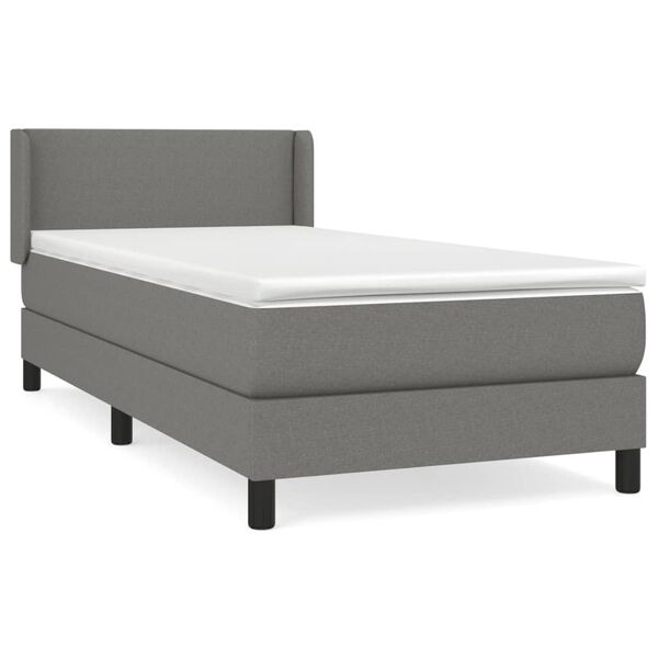 vidaXL Cama box spring con colch&oacute;n tela gris oscuro 100x200 cm