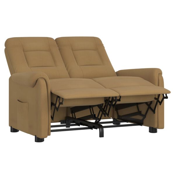 vidaXL Sillón reclinable de masaje de 2 plazas tela microfibra taupe