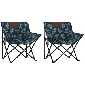 vidaXL Sillas de camping con bolsillo plegable 2 uds estampado hojas