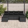 vidaXL Conjunto de sof&aacute; de jard&iacute;n 6 pcs Negro rat&aacute;n sint&eacute;tico