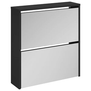 vidaXL Zapatero con espejo 2 niveles negro 63x17x67 cm