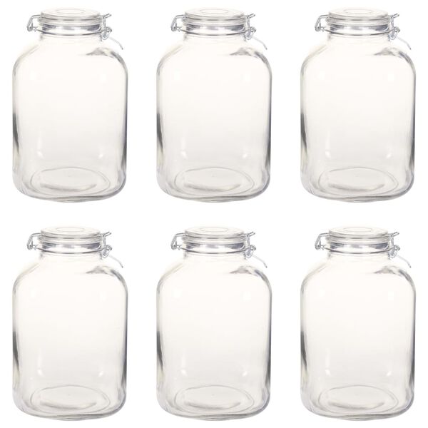 vidaXL Tarros de mermelada de vidrio con cierre herm&eacute;tico 6 uds 5 L
