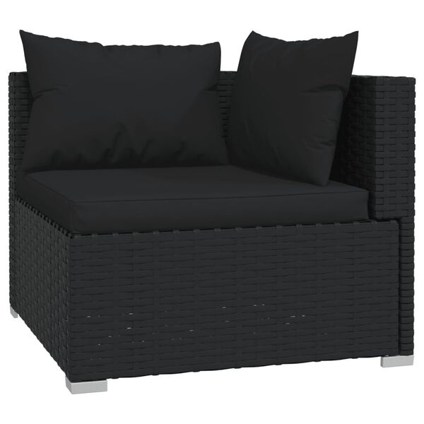 vidaXL Set de muebles de jard&iacute;n 10 pzas cojines rat&aacute;n sint&eacute;tico negro