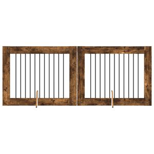 vidaXL Puerta de perro con soportes 2 pcs Roble Ahumado 100 x 80 cm