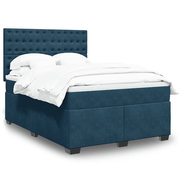 vidaXL Cama box spring con colch&oacute;n terciopelo azul 140x190 cm
