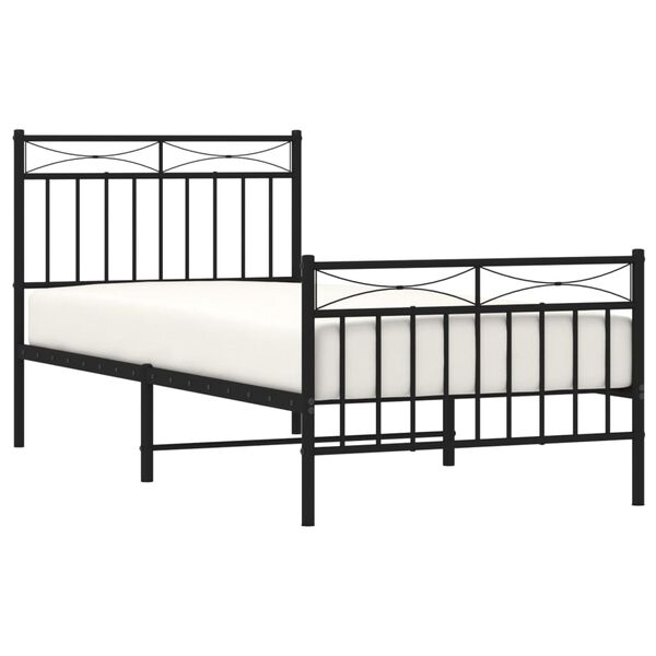 vidaXL Estructura cama sin colchón con estribo metal negro 90x200 cm