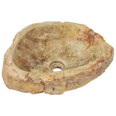 vidaXL Lavabo de piedra fósil color crema 45x35x15 cm