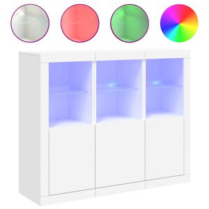 vidaXL Aparadores con luces LED 3 piezas madera de ingenier&iacute;a blanco