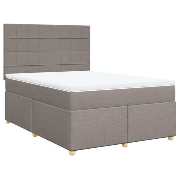 vidaXL Cama box spring con colch&oacute;n tela gris taupe 140x200 cm
