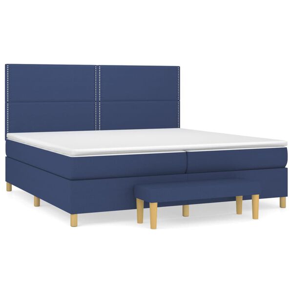 vidaXL Cama box spring con colch&oacute;n tela azul 200x200 cm