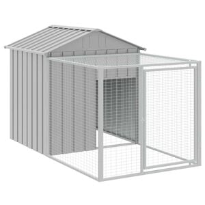 vidaXL Jaula para gallinas con corral, gris claro, 117 x 201 x 123 cm, acero galvanizado