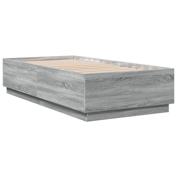 vidaXL Estructura cama con luces LED madera gris Sonoma 75x190 cm