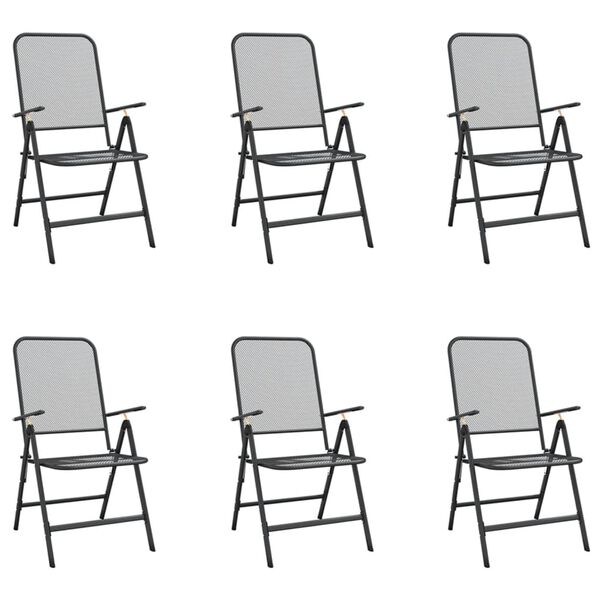 vidaXL Juego de comedor de jardín 7 pzas malla metálica gris antracita