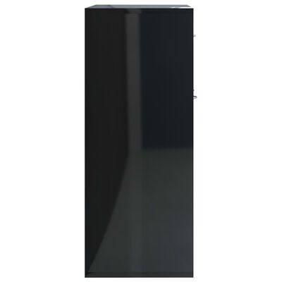 vidaXL Aparador de madera contrachapada negro brillante 88x30x70 cm