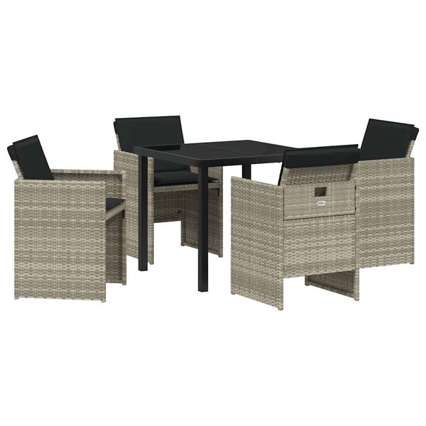 vidaXL Conjunto de Comedor de Jard&iacute;n 5 pcs Gris Claro rat&aacute;n sint&eacute;tico