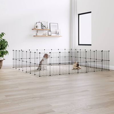vidaXL Jaula para mascotas de 60 paneles puerta acero negro 35x35 cm