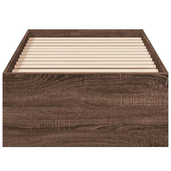 vidaXL Estructura de cama sin colch&oacute;n madera marr&oacute;n roble 75x190 cm