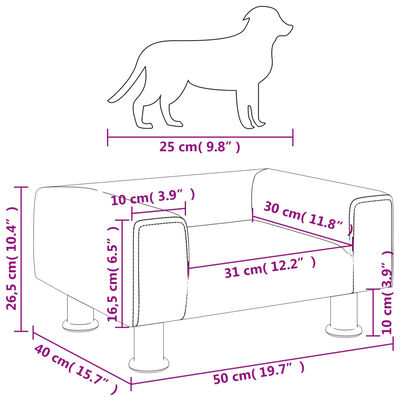 vidaXL Cama para perros de terciopelo gris claro 50x40x26,5 cm