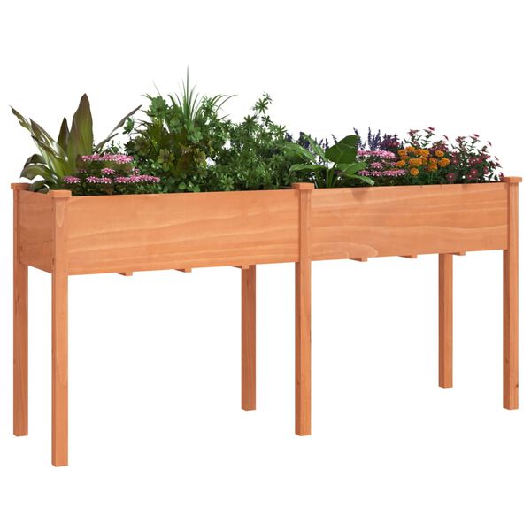 vidaXL Jardinera con forro madera maciza de abeto marr&oacute;n 161x45x76 cm