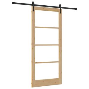 vidaXL Puerta Corredera Natural y negro 93 x 211 cm