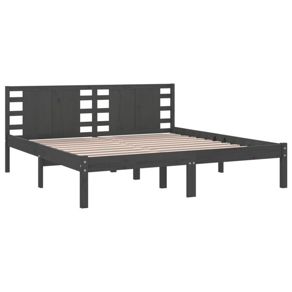 vidaXL Estructura de cama de madera maciza de pino gris 200x200 cm