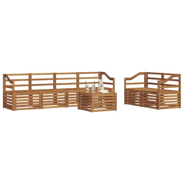 vidaXL Juegos de sof&aacute;s 7 pcs Natural Madera de Acacia S&oacute;lida