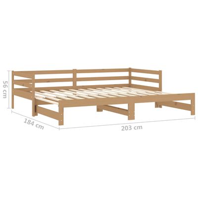 vidaXL Sofá cama extraíble madera maciza de pino miel 2x(90x200) cm