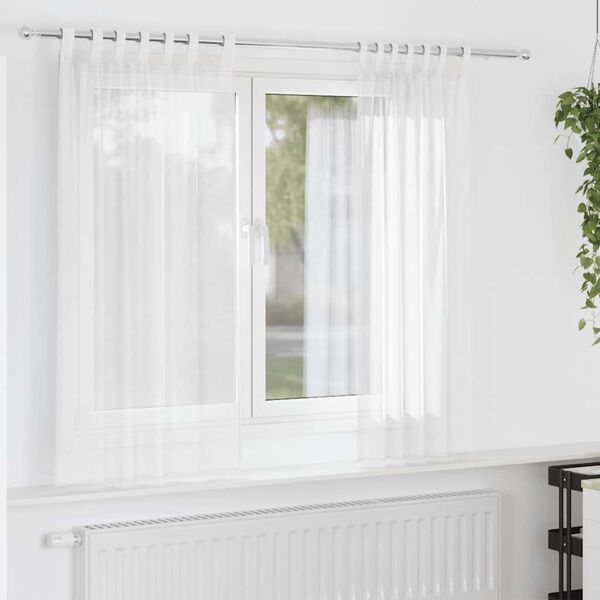 vidaXL Cortinas de gasa con trabillas 2 uds. color blanco 140x140 cm