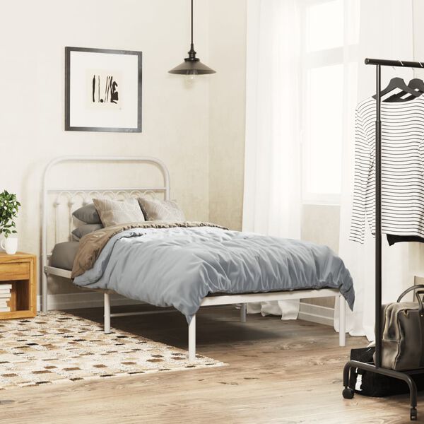 vidaXL Estructura cama sin colchón con cabecero metal blanco 90x190 cm