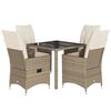 vidaXL Set comedor de jard&iacute;n 5 pzas con cojines rat&aacute;n sint&eacute;tico beige