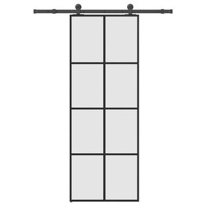 vidaXL Puerta corredera con set herrajes vidrio ESG aluminio 76x205 cm