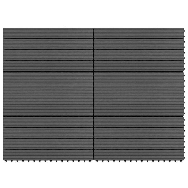 vidaXL Baldosa de Decking 6 pcs Negro 60 x 30 cm WPC