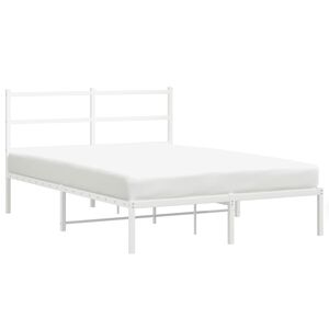 vidaXL Estructura cama sin colch&oacute;n con cabecero metal blanco 135x190cm