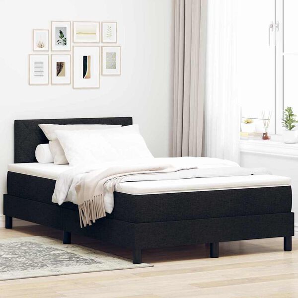 vidaXL Cama tipo Box Spring con colch&oacute;n Negro 120 x 200 cm tela