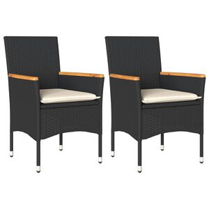 vidaXL Sillones de jard&iacute;n con cojines 2 uds rat&aacute;n sint&eacute;tico negro