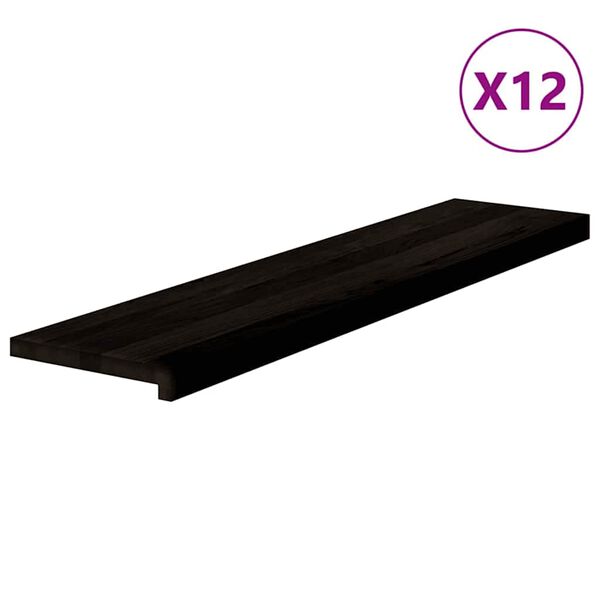 vidaXL Pelda&ntilde;os de escalera 12 uds madera maciza roble marr&oacute;n oscuro