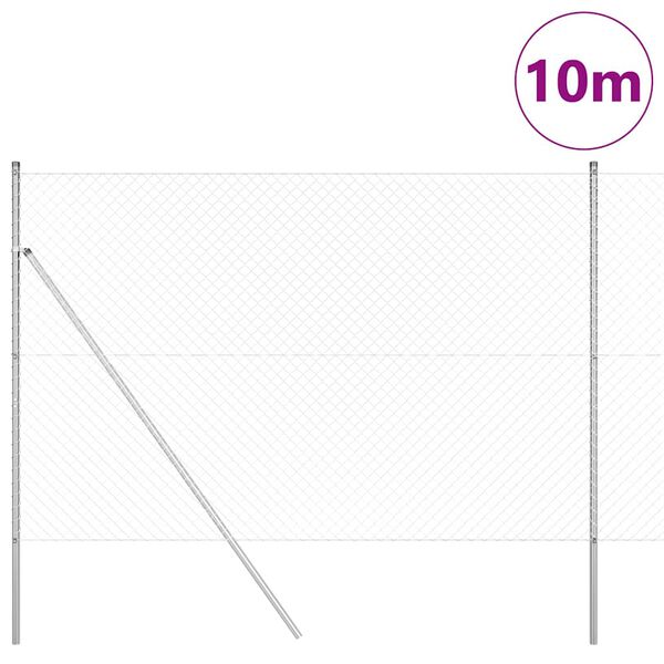vidaXL Poste de Valla Plateado 10 x 1,6 m (malla de 40 x 40 mm) Acero