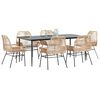 vidaXL Juego de comedor de jard&iacute;n 7 pzas con cojines rat&aacute;n PE marr&oacute;n