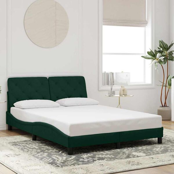 vidaXL Estructura cama sin colch&oacute;n terciopelo verde oscuro 120x200 cm