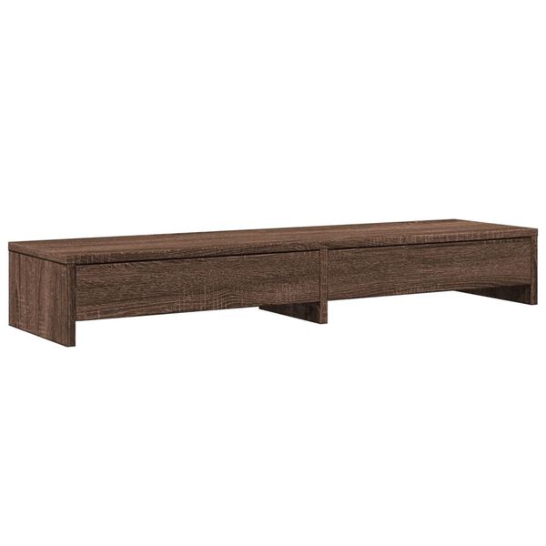 vidaXL Soporte de monitor con cajones madera marr&oacute;n roble 100x27x15 cm