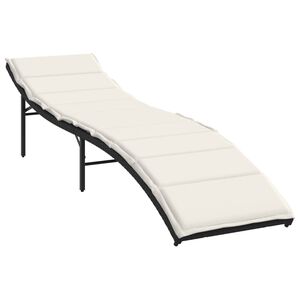 vidaXL Tumbona con coj&iacute;n rat&aacute;n sint&eacute;tico negro 55x199x50 cm
